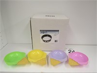 9" SPRING FORM PAN W/ GLASS BASE - NEW & 4 DISHES