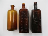 Lot (3) Early Brown Bottles