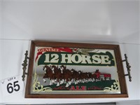 GENESEE 12 HORSE ALE SERVING TRAY MIRRORED NICE