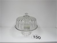 GLASS COVERED CAKE STAND - LIKE NEW