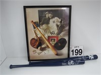 LOU GEHRIG PICTURE & 2 COLLECTABLE YANKEE BATS