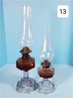Pair of Victorian Glass Panel Lamps