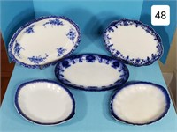 Lot of (5) Flow Blue Platters