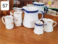 Lot of Flow Blue & China Pitchers