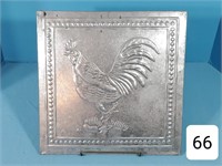 Embossed Metal Rooster 12" Square Panel