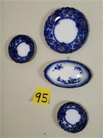 Lot of (4) Flow Blue Bowls