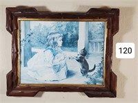 Girl & Kitty Framed Litho