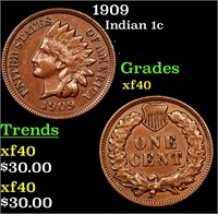 1909 Indian Cent 1c Grades xf