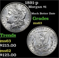 1891-p Morgan Dollar $1 Grades Select Unc