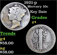 1921-p Mercury Dime 10c Grades g, good