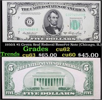 1950A $5 Green Seal Federal Reserve Note (Chicago,