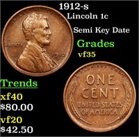 1912-s Lincoln Cent 1c Grades vf++