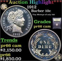 Proof ***Auction Highlight*** 1912 Barber Dime 10c