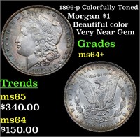 1896-p Colorfully Toned Morgan Dollar $1 Grades Ch