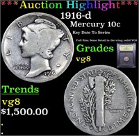 ***Auction Highlight*** 1916-d Mercury Dime 10c Gr