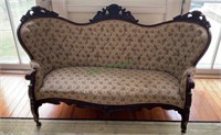 Victorian high-back Settee sofa with a rose