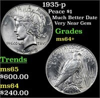 1935-p Peace Dollar $1 Grades Choice+ Unc
