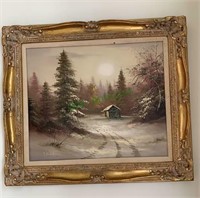Framed original oil painting on canvas - signed