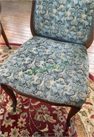 Antique carved side chair with no arms. Turquoise