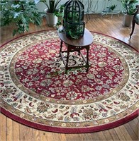 Medium size round carpet rug - burgundy and cream