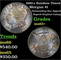 1880-s Rainbow Toned Morgan Dollar $1 Grades GEM+