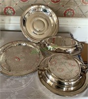 6 pieces of quality silverplate serving dishes