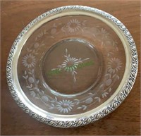 Antique Sterling silver rimmed cut glass serving