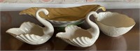 2 Lenox porcelain swan dishes, a small bowl and