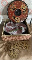 Chinese lacquer ware covered serving tray. Like