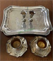 7 pieces of Chinese silver - serving tray with