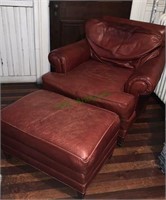 Burgundy leather lounge chair with matching