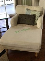 Furniture - cream canvas fabric lounger with two