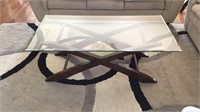 Furniture - coffee table -crossed wooden base