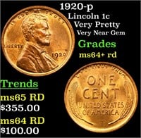 1920-p Lincoln Cent 1c Grades Choice+ Unc RD