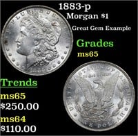 1883-p Morgan Dollar $1 Grades GEM Unc