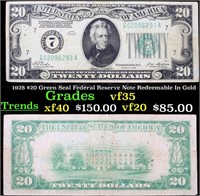 1928 $20 Green Seal Federal Reserve Note Redeemabl
