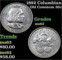 1892 Columbian Old Commem Half Dollar 50c Grades S