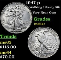 1947-p Walking Liberty Half Dollar 50c Grades Choi