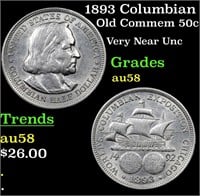 1893 Columbian Old Commem Half Dollar 50c Grades C