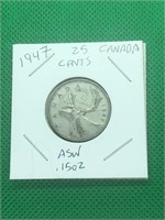 1947 Canada Siver 25Cents WWII