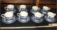 Churchill Willow 8 Cups & Saucers