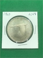 1967 SIver Canada Goose Dollar AU58 High Grade