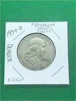 1954-D Franklin Silver Half Dollar Denver Mint