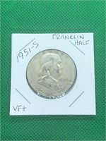1951-S Franklin Silver Half Dollar VF+ Grade
