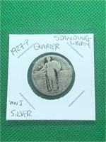 1927-P Standing Liberty Silver Quarter WW I