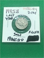 1945-S Mercury Silver Dime Last Year San Francisco