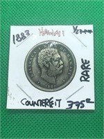 RARE 1883 HAWAII 1/2 Dollar Counterfeit Coin