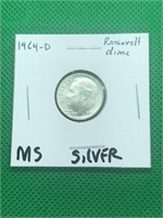1964-D Roosevelt Silver Dime MS High Grade