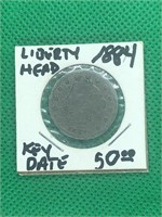 Rare Key Date1884 Liberty V Nickel