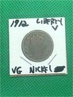1912 Last Year Liberty V Nickel VG Grade